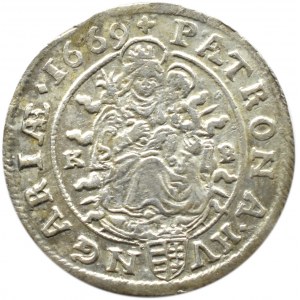 Węgry, Leopold I, 6 krajcarów 1669 KB, Kremnica