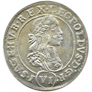 Węgry, Leopold I, 6 krajcarów 1672 KB, Kremnica, Piękny