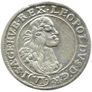 Węgry, Leopold I, 6 krajcarów 1667 KB, Kremnica