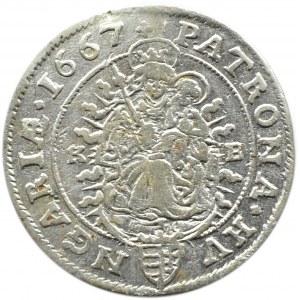 Węgry, Leopold I, 6 krajcarów 1667 KB, Kremnica