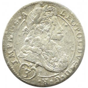 Austria, Leopold I, 3 krajcary 1695 CK, Kutna Hora (Kuttenberg)