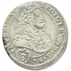 Austria, Leopold I, 3 krajcary 1694 CK, Kutna Hora (Kuttenberg)