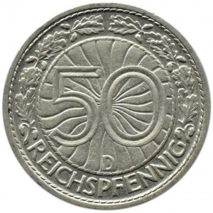 Niemcy, Republika Weimarska, 50 pfennig 1929 D, Monachium
