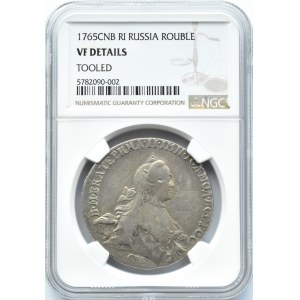 Rosja, Katarzyna II, rubel 1765 SPB Ja I, Petersburg, NGC VF