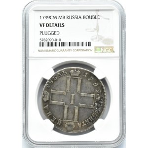 Rosja, Paweł I, 1 rubel 1799 CM MB, Petersburg, NGC VF