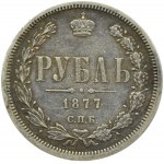 Rosja, Aleksander II, 1 rubel 1877 HI, Petersburg