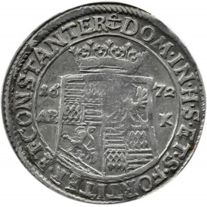 Niemcy, Mansfeld-Bornstedt, Johann Georg, 1/3 talara 1672, rzadszy typ monety
