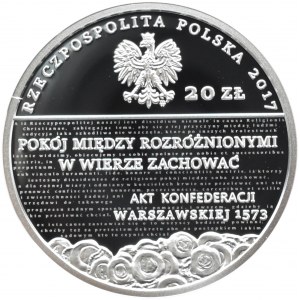 Polska, III RP, 20 złotych 2017, V Wieków Reformacji, Warszawa, UNC
