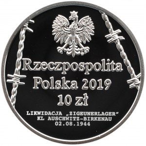 Polska, III RP, 10 złotych 2019, Zagłada Romów i Sinti, Warszawa, UNC