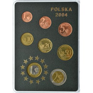 Polska, III RP, set próbnych polskich euro 2004, Warszawa, UNC