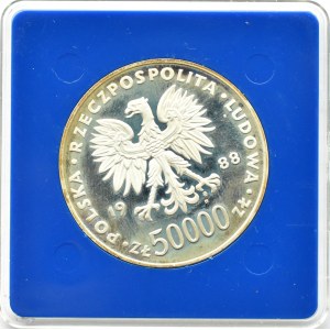 Polska, PRL, 50000 złotych 1988, J. Piłsudski, Warszawa, UNC