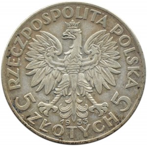 Polska, II RP, Głowa Kobiety, 5 złotych 1933, Warszawa