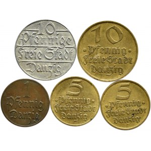 Wolne Miasto Gdańsk, lot monet - pfennig 1923-1932, Berlin