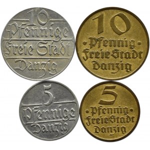 Wolne Miasto Gdańsk, lot monet - 5, 10 pfennigów 1923-1932, Berlin
