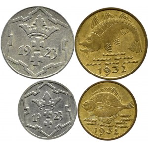 Wolne Miasto Gdańsk, lot monet - 5, 10 pfennigów 1923-1932, Berlin