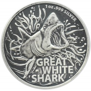 Australia, 1 dolar 2021 Żarłacz Biały, Canberra, oksydowany, UNC