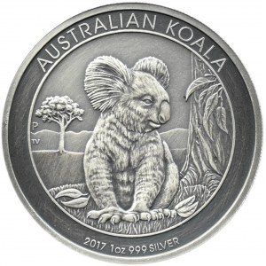 Australia, 1 dolar 2017 P, Koala, oksydowany, Perth, UNC