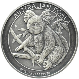 Australia, 1 dolar 2018 P, Koala, oksydowana, Perth, UNC