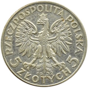 Polska, II RP, Głowa Kobiety, 5 złotych 1932 bez znaku mennicy, Warszawa