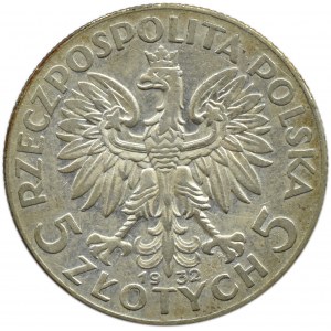 Polska, II RP, Głowa Kobiety, 5 złotych 1932 ze znakiem mennicy, Warszawa