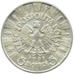 Polska, II RP, Józef Piłsudski, 5 złotych 1938, Warszawa