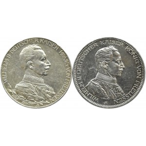 Niemcy, Prusy, Wilhelm II, lot monet 3 marki 1913-1914 A, Berlin