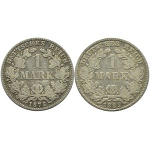 Niemcy, Cesarstwo, lot 1 marka 1878B, 1882H, mały orzeł, rzadkie