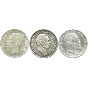 Niemcy, Cesarstwo, lot monet 3 marki 1909-1912, różne państwa i mennice