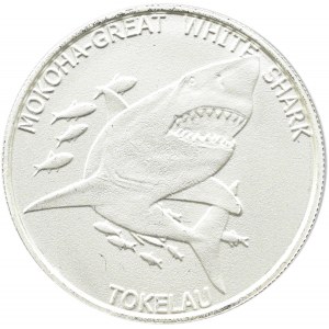 Tokelau, 5 dolarów 2015, Żarłacz biały, UNC