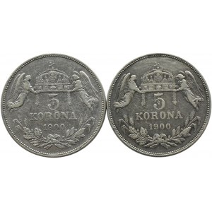Austro-Węgry, Franciszek Józef I, lot 5 koron 1900, Kremnica
