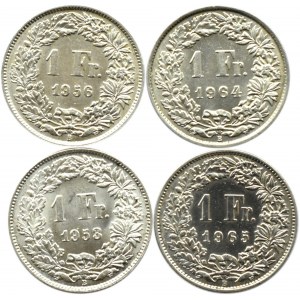 Szwajcaria, lot jedno-frankówek 1953-1965 B, Berno, UNC