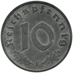 Niemcy powojenne, 10 pfennig 1945 F, Stuttgart, rzadkie