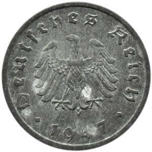 Niemcy powojenne, 10 pfennig 1947 F, Stuttgart, rzadkie