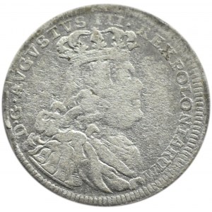August III Sas, szóstak 1754 EC, Lipsk, wąskie popiersie