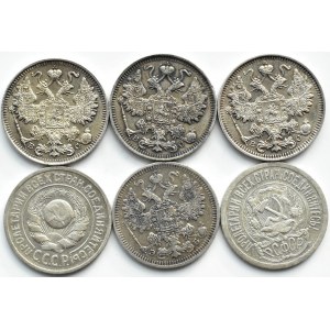 Rosja, Mikołaj II/ZSRR, lot 15 kopiejek 1908-25, Petersburg