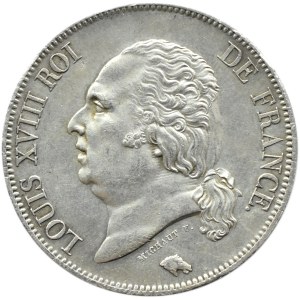 Francja, Ludwik XVIII, 5 franków 1823 K, Bordeaux