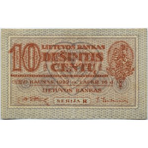 Litwa, 10 centu 1922, Kowno, seria R, bardzo rzadkie