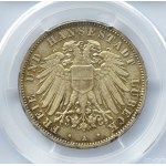 Niemcy, Lubeka, 3 marki 1909, Berlin, PCGS MS67
