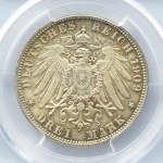Niemcy, Lubeka, 3 marki 1909, Berlin, PCGS MS67
