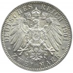 Niemcy, Prusy, Wilhelm II, 2 marki 1901 A, Berlin, piękne!