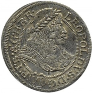 Śląsk, Leopold I, 6 krajcarów 1673 SHS, Wrocław, PIĘKNY!