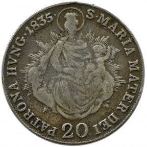 Węgry, Franciszek II, 20 krajcarów 1835 B, Kremnica