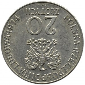 Polska, PRL, 20 złotych 1974, XXX lat RWPG, destrukt - odwrotka