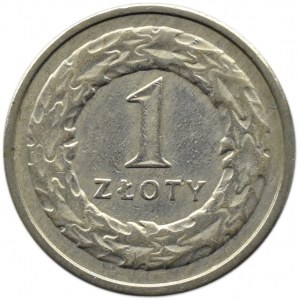 Polska, III RP, destrukt, 1 złoty 1995 - odwrotka o 180 stopni, Warszawa