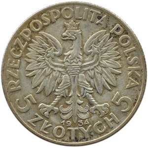 Polska, II RP, Głowa Kobiety, 5 złotych 1934, Warszawa