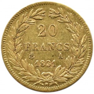 Francja, Ludwik Filip I, 20 franków 1831 A, Paryż