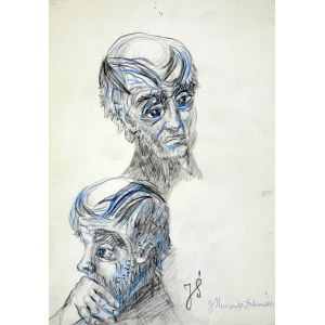 Janina MUSZANKA - ŁAKOMSKA (1920-1982), Sketches of men's heads - Portrait of J. Ś.
