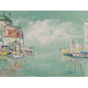 Włodzimierz TERLIKOWSKI (1873-1951), Łodzie w porcie Dinard, 1936