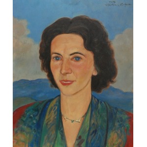 Wlastimil HOFMAN (1881-1970), Portret kobiety na tle gór, 1950
