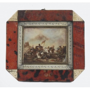 Malarz nieokreślony XIX w., Miniatura ze sceną bitewną według Philipsa Wouwermana (1619-1668)